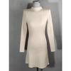 Autumn Winter Half High Collar Casual Fashion Knitting A-line Dress Women Solid Color Slim Mini Robe Vestidos