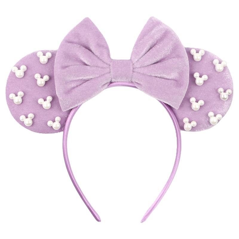 Ny Trendig Musöron Hårband Mickey 3.3" Sammet För Flickor Mjuk Rosett Hårband Halloween Festival Fest Resa DIY Håraccessoarer