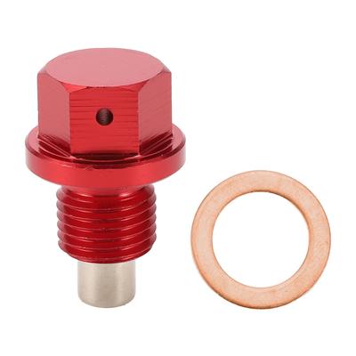 Motoforti Parafuso Panela Universal Bujão de Dreno do Cárter Porca Parafuso M14x1.25 Ajuste Liga de Alumínio Vermelho 1 Conjunto