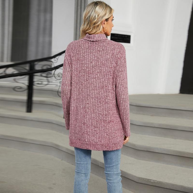 Women S High Neck Loose Long Sleeve Split T Shirt Top