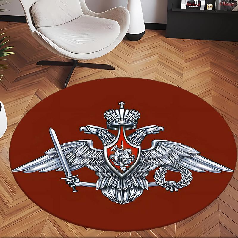 Russian Double Headed Eagle (14) Round Office Rug Decorative Floor Rug for Office Bedroom Living Room and Home Space