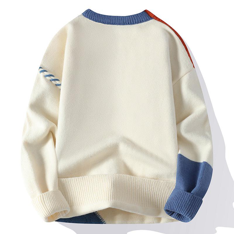 Men's Loose Fit Round Neck Sweater - Japanese Style, Autumn/Winter Collection