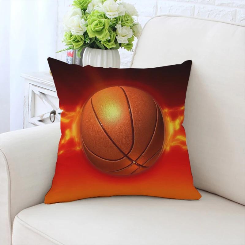 Kissenbezug I Love Basketball Sofakissenbezug Beidseitig bedruckt Kurzer Plüsch Stuhl Lendenwirbelstütze Bett Schlafkissen 50x50