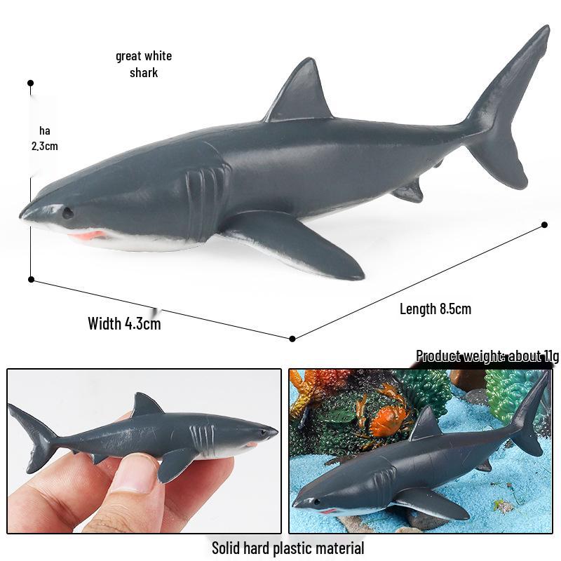 Children's Marine Animal Toy Set: Megalodon, Beluga, Octopus, Turtle, Dolphin & Manta Ray