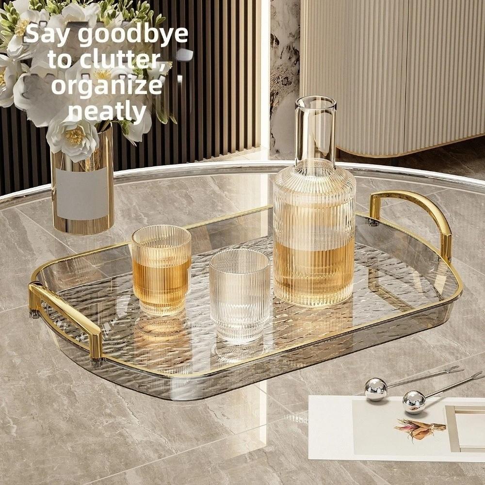 Transparent Clear Luxury Tray Rectangular Dining Tea Serving Platter Party Gathering