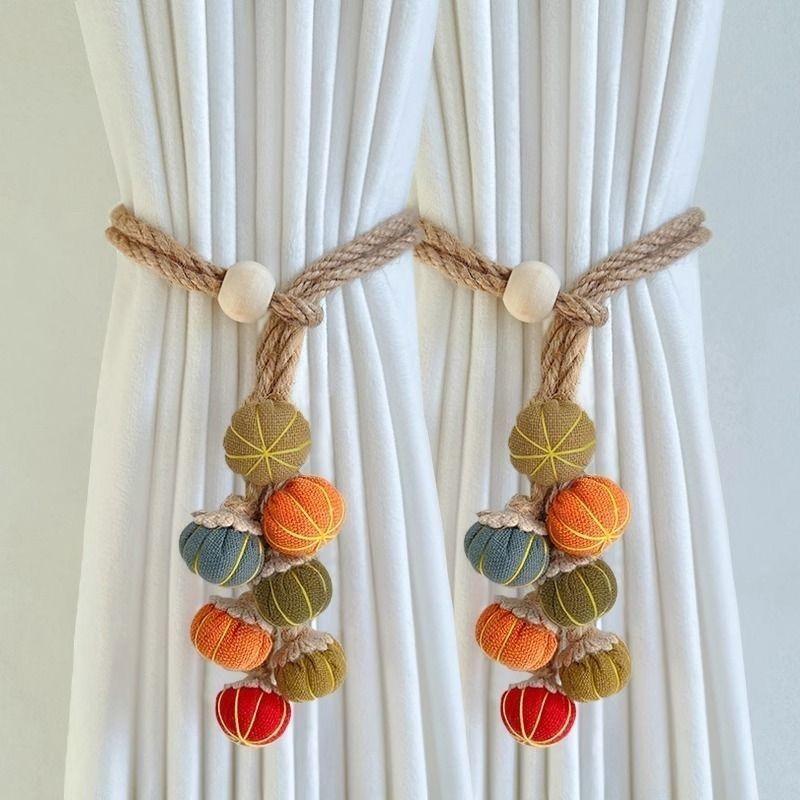 New Curtain Tiebacks Binding Straps Creative Pumpkin Decoration Embellishment Binding Straps Adjustable Gauze Collapse Pendant