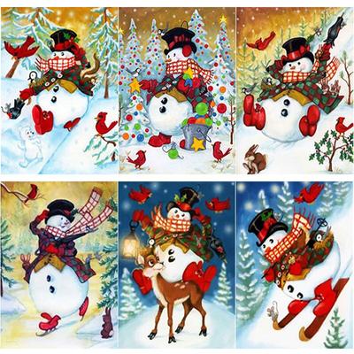 Pittura Diamante 5D Fai da Te Pupazzo di Neve Ricamo Diamante Animale Punto Croce Trapano Rotondo Completo Decorazione Casa Manuale Regalo di Natale