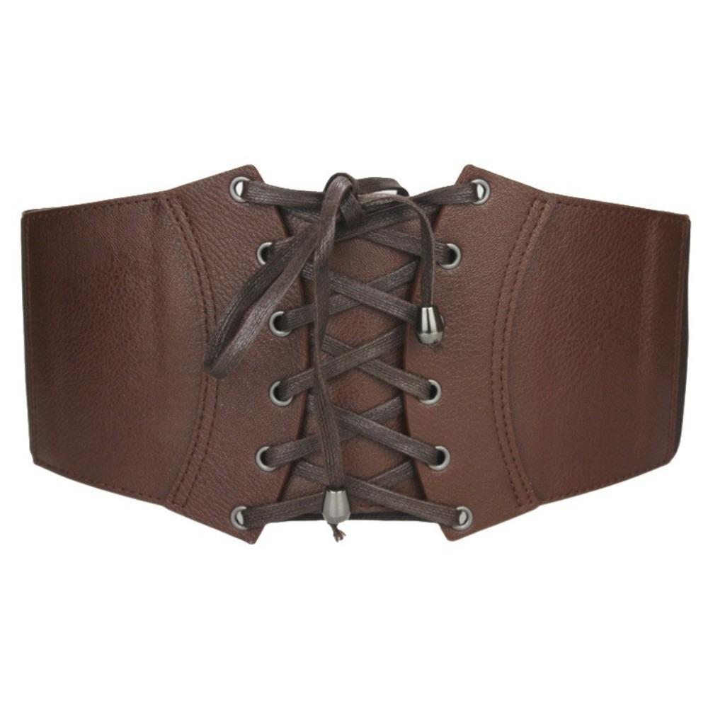 Solid Color PU Leather Corset Spicy Girl Western Cowboy Belt Gothic Wide Belt  Ladies