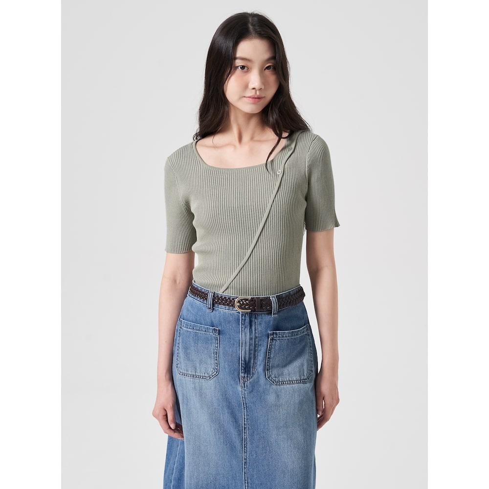 8SECONDS Diagonal Button-Up Pullover Khaki