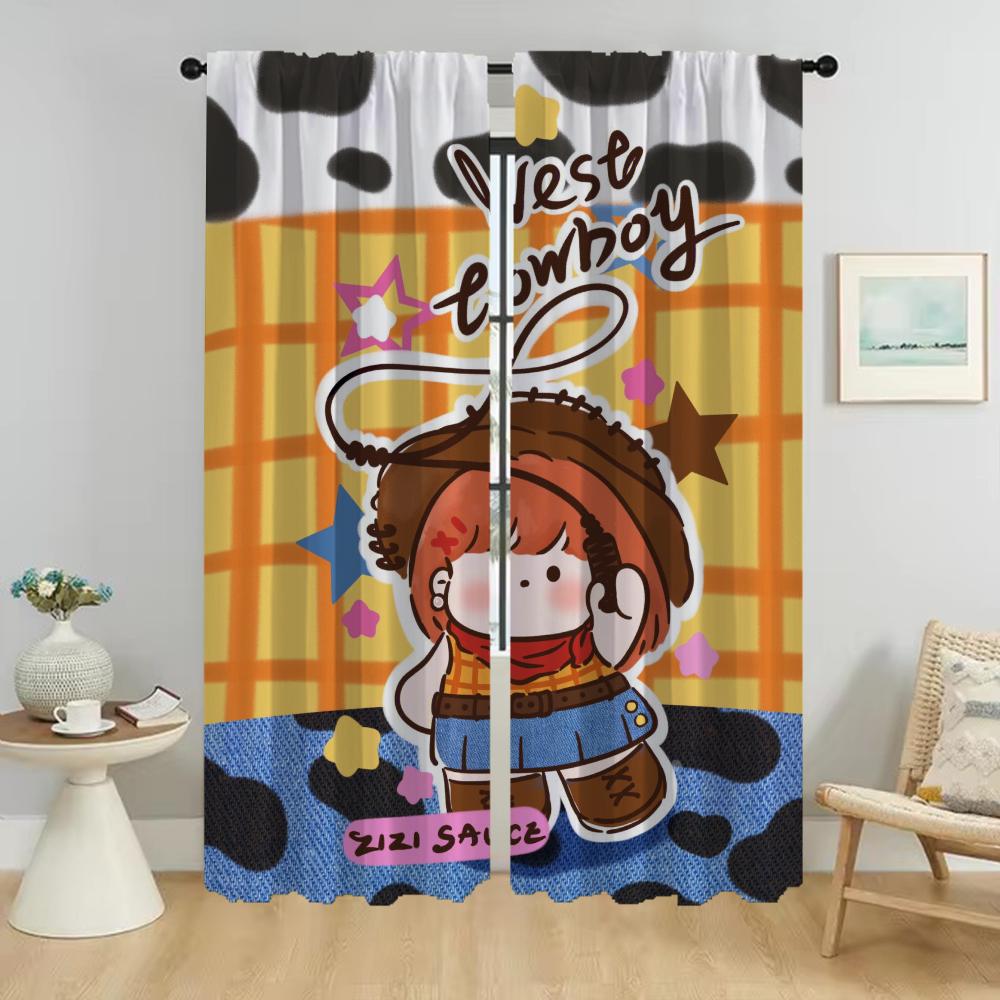 Modern Living Room Curtains 2 Pieces Cute Girl Shades Partition Blackout Curtain Home Interior Curtains for Camera Kitchen Child