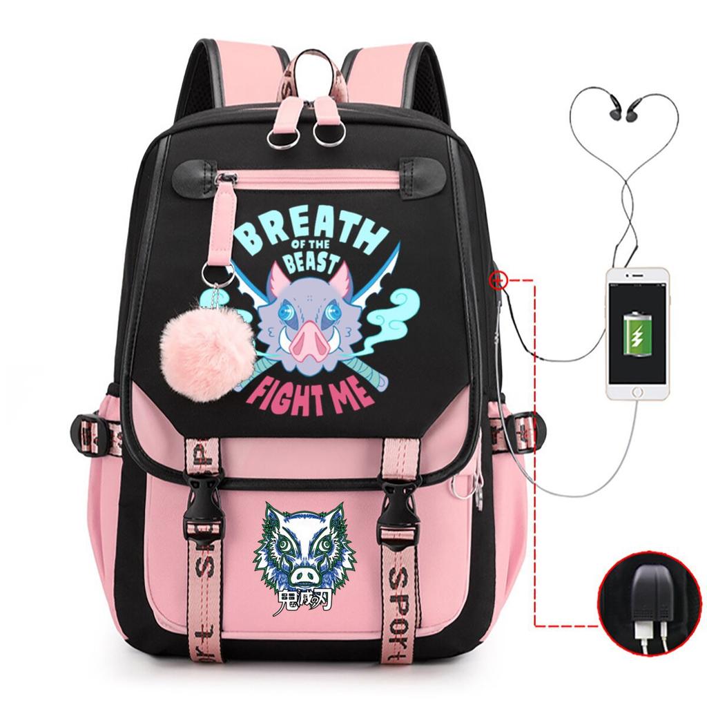 Ghost Extermination Surrounding Day Trend Backpack Large Capacity Student Schoolbag Multi-functional Leisure Outdoor Bag
