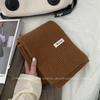 Solid color wool scarf women's autumn and winter warm versatile white student knitted scarf tide