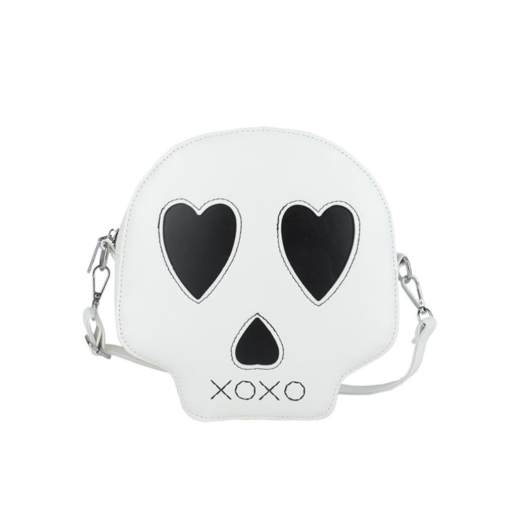 

Сумка через плечо из ПУ кожи Хэллоуин Череп Забавная сумка кроссбоди Скелет Хэллоуин Маленькая сумка Хэллоуин белый