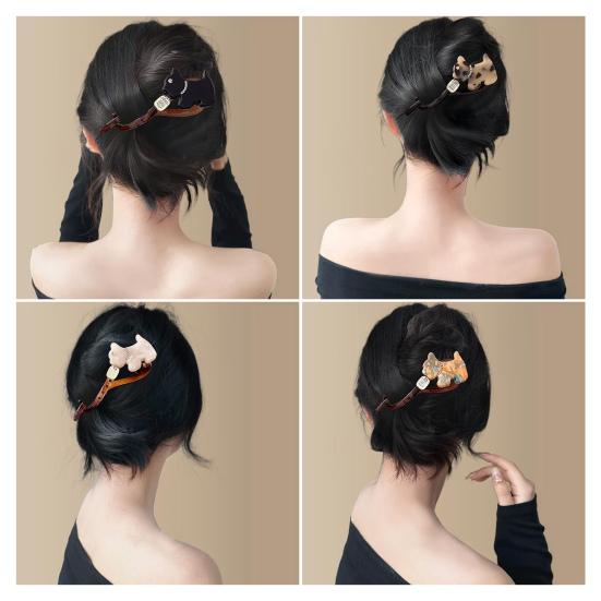 Hairpin Faux Pearls Cat Puppy Shape Hair Claw Back Head Hair Clip Acrylic Hair Styling Tool