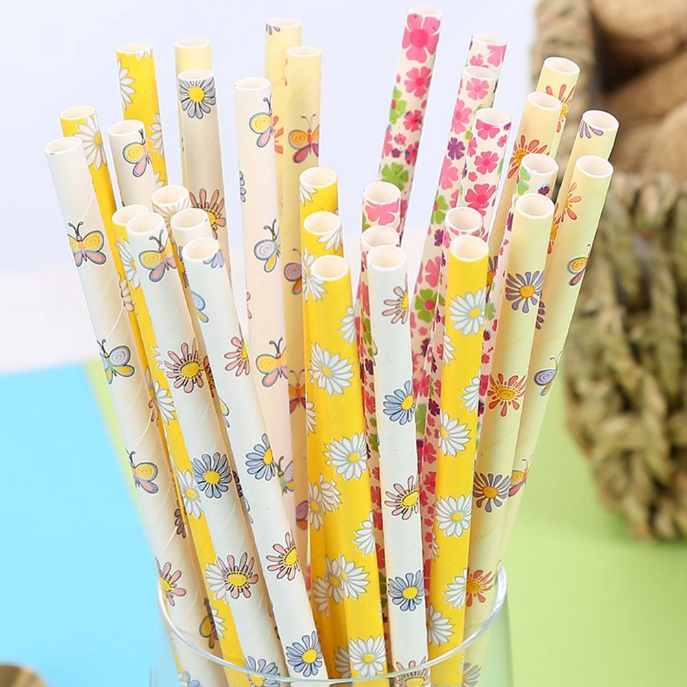 25Pcs/Set Drink Paper Straws Wedding Birthday Party Drinking Straw