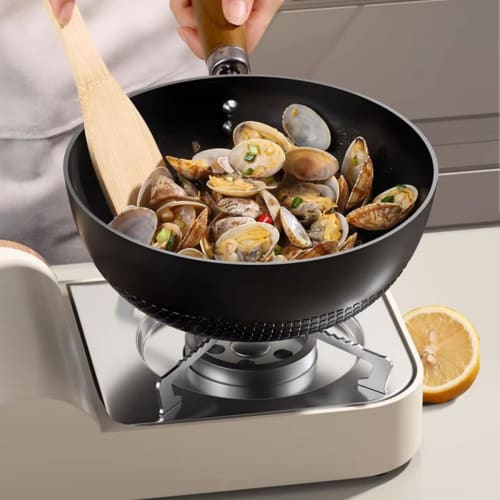 Kiwet Uncoated Mini Iron Pot, Small Wok, Household Wok, Induction Cooker Gas Cooker, Cooking Frying Pan, Frying Pan, Flat Pan, Non-Stick Frying Pan, W