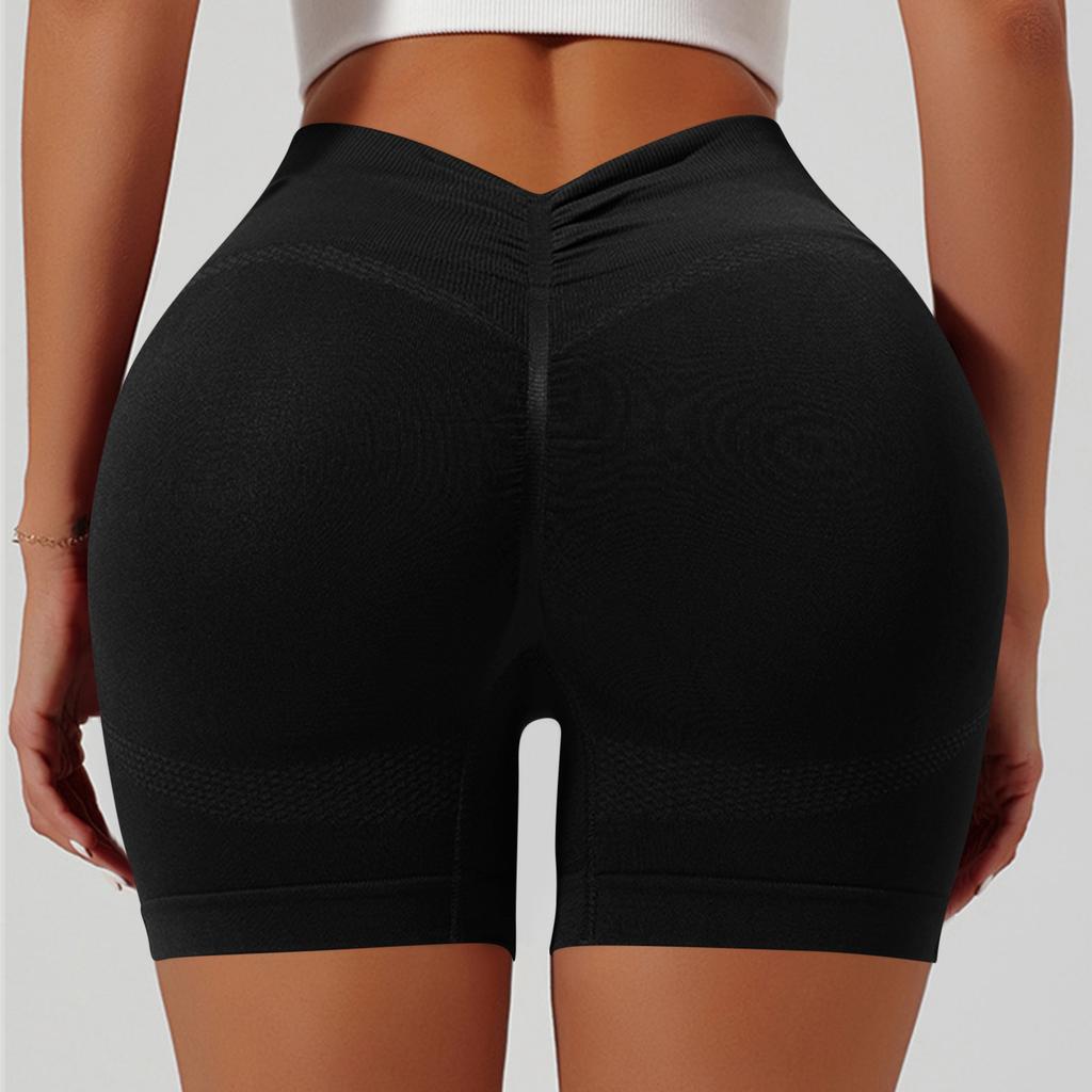 Women's Fashionable Seamless Sports Yoga Shorts, Hip Lifting Sports Pants, Abdominal Compression Fitness Pants, Three Piece Pants