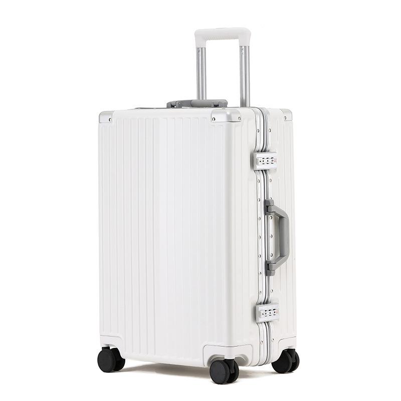 24-Inch Trendy Aluminum Frame Suitcase with Universal Wheels & Password Lock for Students