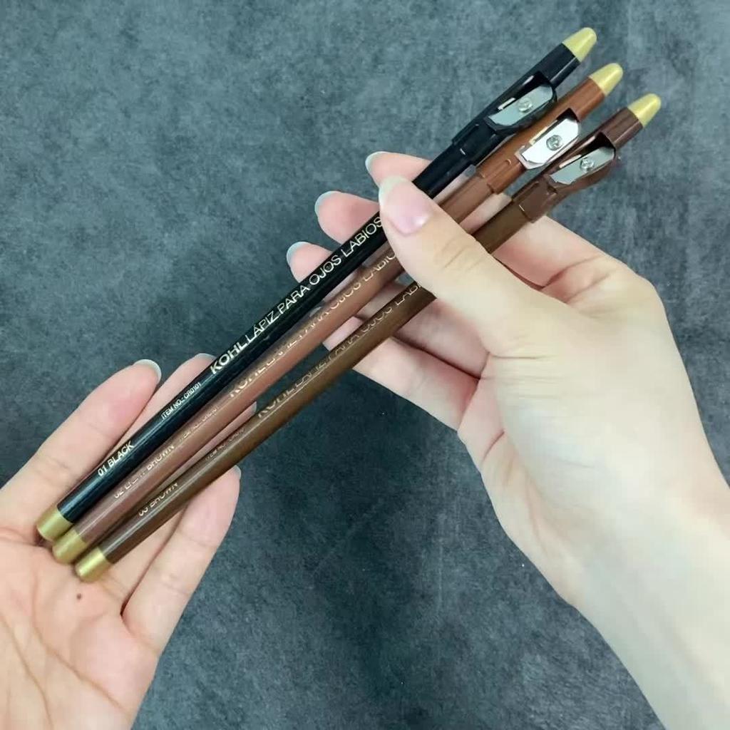 12pcs Eyebrow Pencil Eyeliner lip pencil Natural makeup Long-lasting Black dark coffee light coffee with pencil sharpener