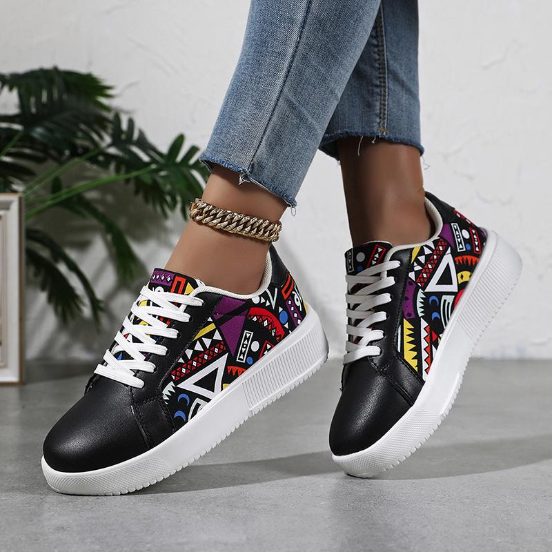 TUINANLE Women's Leisure Sneakers Black Flat Comfortable Lightweight Shoes for Walking Outdoor