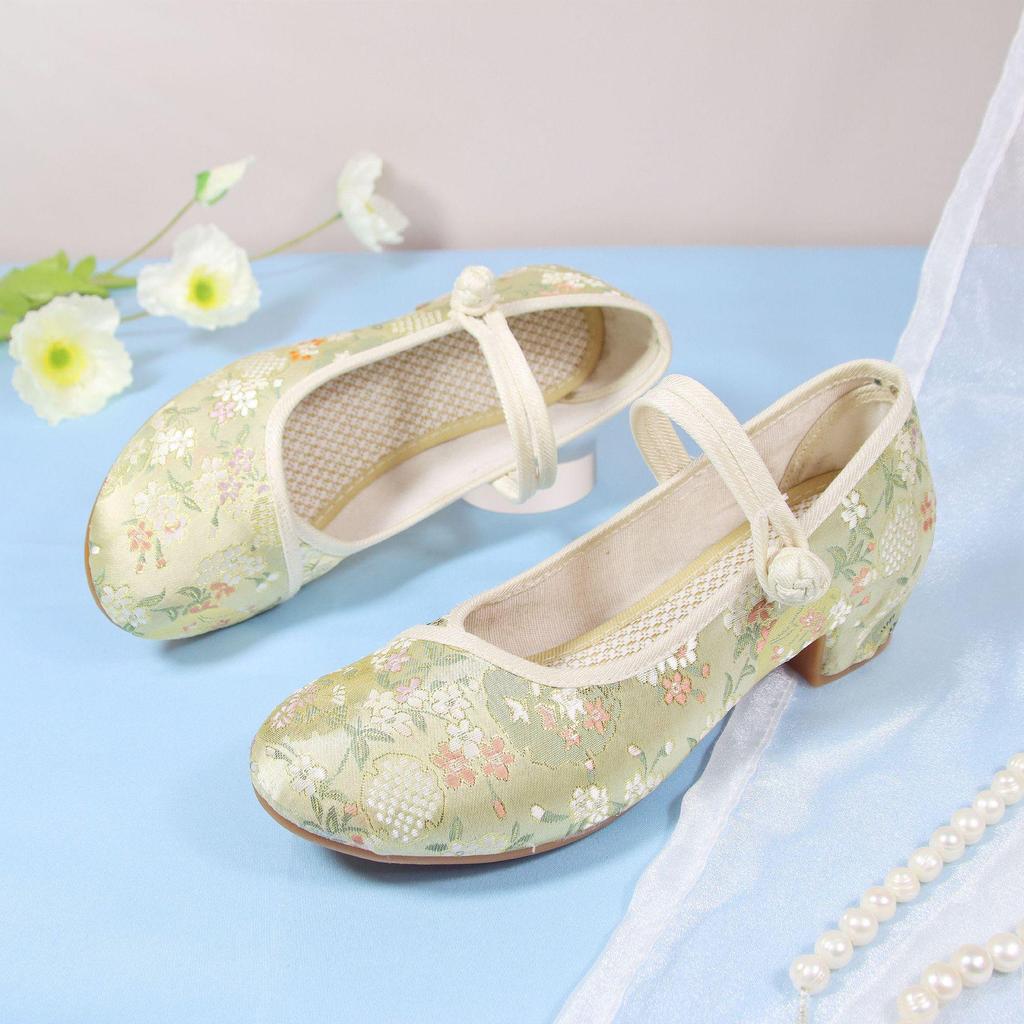 2022 Frühling/Sommer Damen Bestickte Mittelhoch Absatz Hanfu Qipao Schuhe