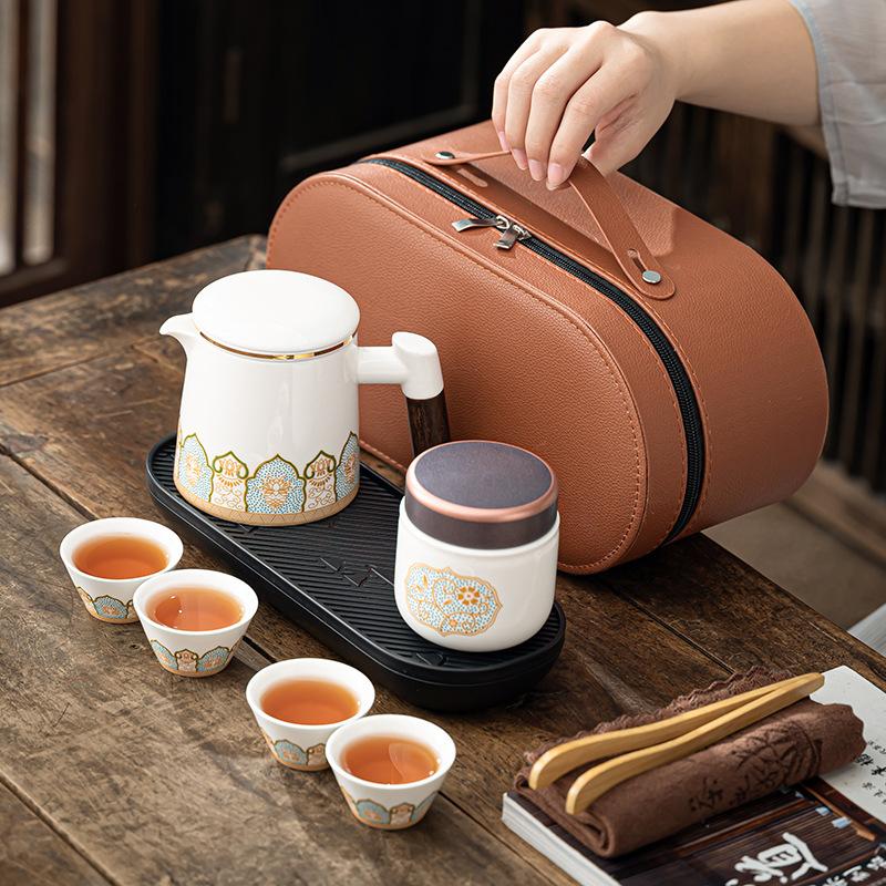 Travel Tea Set Car Outdoor Camping Kung Fu Tea Set Portable Express Cup Teapot Business Gifts
