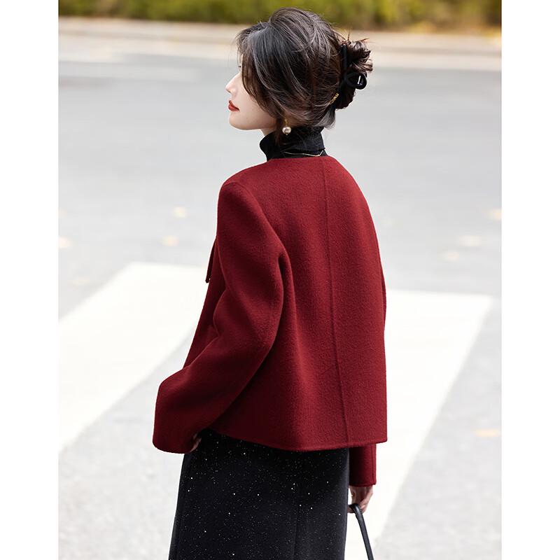 Si Shui Nian Hua Women's Elegant Short Wool Blend Coat