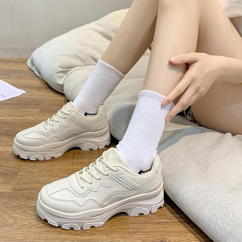 Dad's Shoes, Thick Soled Breathable White Shoes for Spring and Autumn, Student Casual Sports Shoes