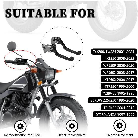 Dirt Bike Clutch Brake Lever,CNC Billet Pivot Foldable Levers for TW200/TW225 01-23/XT250 08-23/SEROW 225/250 86-20/WR250R 08-20/WR250X 08-17/XT250X