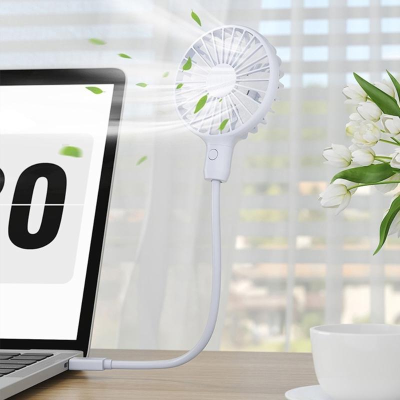 USB Tischventilator Verstellbarer Biegsamer Hals Design 1 Geschwindigkeit Leiser Motor für Zuhause Büro Außenbereich 5V Eingang