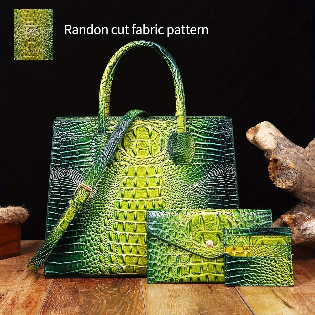 

Комплект из 3 сумок и кошельков с крокодиловым узором, многофункциональная винтажная сумка через плечо с верхней ручкой, деловая сумка-клатч и кошелек для карточек и монет