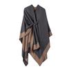 Multi-Functional Women's Solid Color Shawl Cloak with Fringe