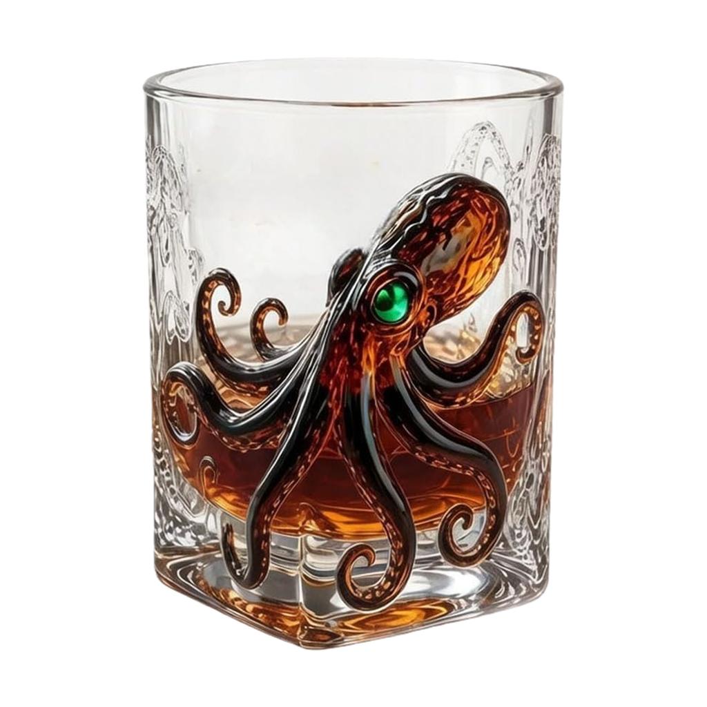 Deep Sea Decor Glasses Gift for Men Dad Brother Cocktail Tumbler Water Glasses Cup for Scotch Bourbon Cocktails Beverages Water