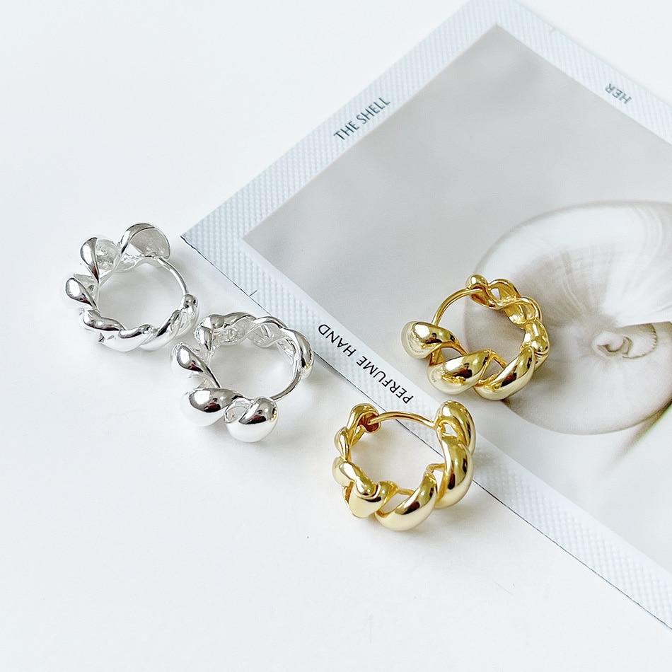 Sterling Tone Korean Twist Women Earrings Ear Buckle Hoops Earrings Souvenir Present Luxurious Earing Gold Tone Fine Accessories