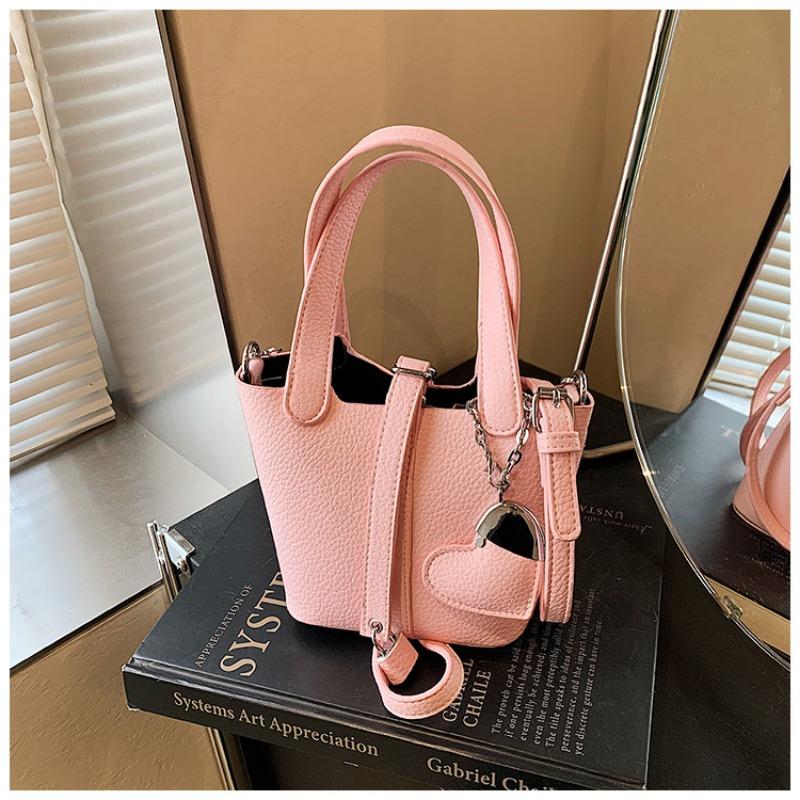 

Премиальная портативная сумка-ведро с узором личи, женская весенняя темпераментная универсальная простая на плечо/кроссбоди розовый