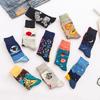 Personalized Cartoon AB Mismatched Socks Fashion Crew Couple Cotton Socks Women's Fancy Flower Fruit Tiger Print Funny Socks