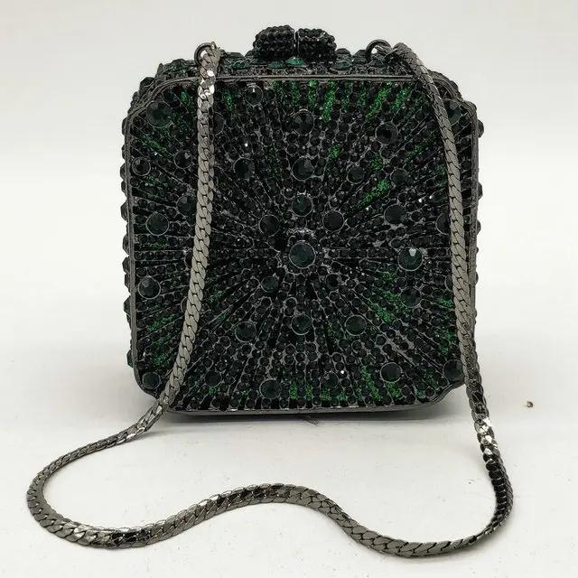 Boutique De FGG (in stock) Crystal Women Evening Clutch Bag Wedding Bridal Minaudiere Box Rhinestone Handbags and Purses