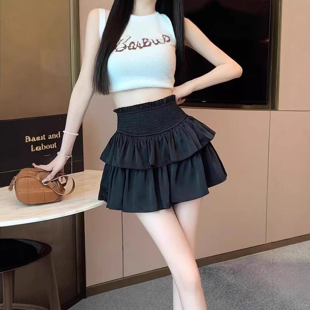 Spring and Summer New Korean Version of Sweet Waist Spice Girl Style High Waist Thin Puffy Cake Skirt