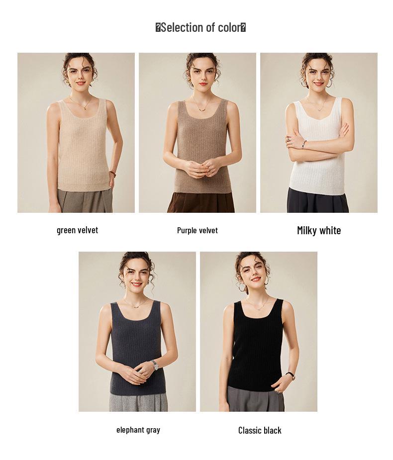 2026 Le Kasha Women’s 100% Cashmere U-neck Knit Camisole Vest - Autumn/Winter