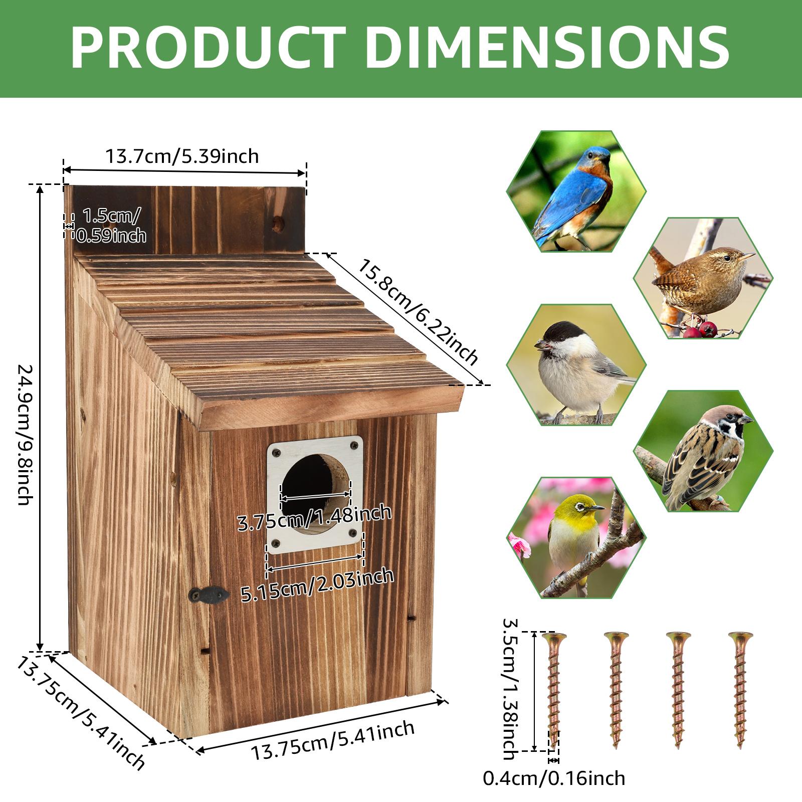 

2Pcs Wooden Bird Houses Outdoor Hanging Bird Breeding Box with 1-1/2 inch Entrance Hole Decorative Garden Birdhouse Pet Supplies