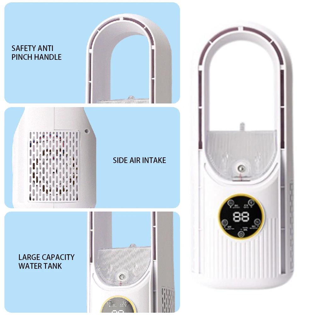 Strong Wind Cooling Bladeless Desk Fan Tower Fan Air Humidifier 1-6 Hour Timer New Summer Portable Desktop Air Conditioner Fan