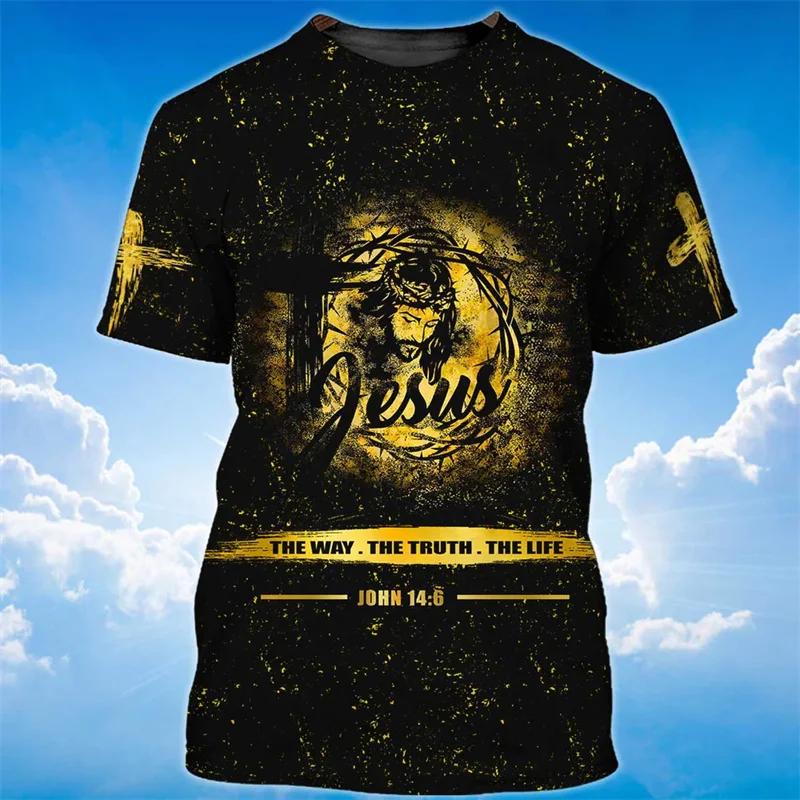 New Summer 3D God Jesus Printing T Shirt Christianity Belief Graphic Short Sleeves For Men Kid Fashion Tee Unisex Harajuyku Tops