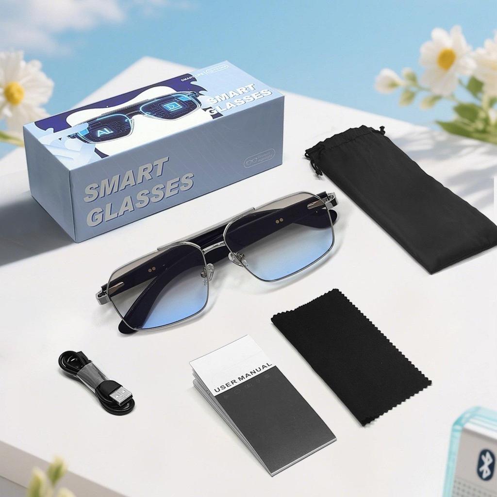 KI Bluetooth Smart Glasses mit automatischer Ein-/Aussch-Funktion, Metall-Federgelenke, Musik- & Anrufsensoren