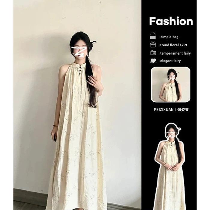 

New Chinese sleeveless neck vest dress for children s summer new French small holiday dress S