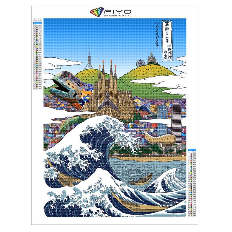 Japanese Anime Comic The Great Wave Diamond Painting Wall Art Decor Diamond Embroidery Mosaic Kids Room Decor Cuadros Posters