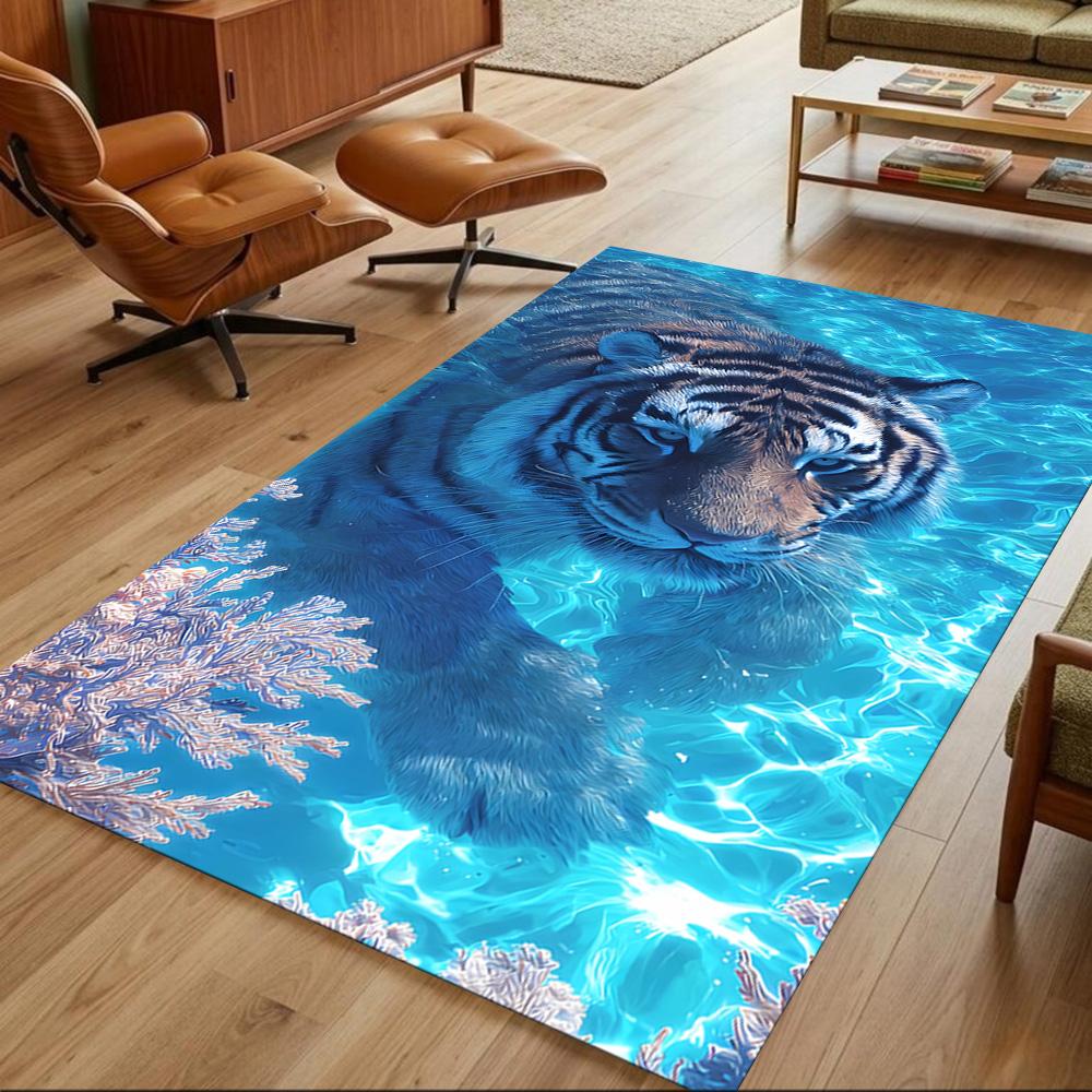 Wild Tiger In Jungle Non-Slip Home Carpet Design for Office Decor Living Room Bedroom Gift