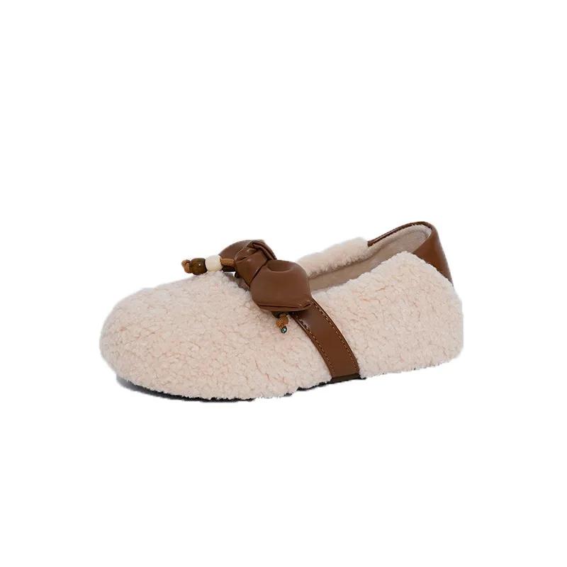 Fluffy Shoes Women 2026 Autumn and Winter New Casual Flat Shoes Mary Jane Female Slip-on Lazy Retro Loafers Women