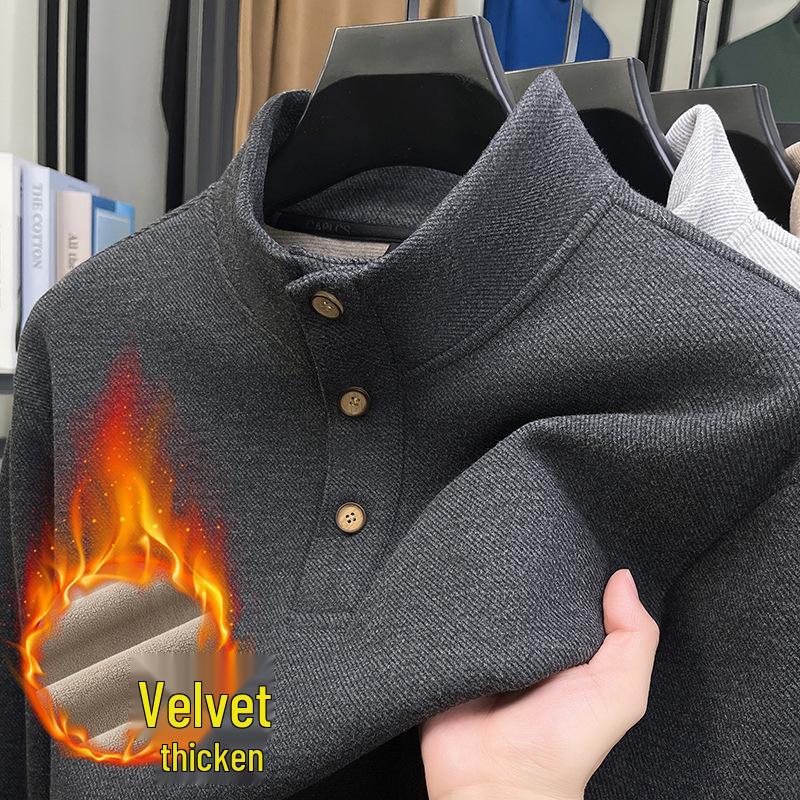 2025 Men's Fleece-Lined Sweatshirt: Cozy, Warm, Loose Fit, Long Sleeves - Ideal Base Layer for Autumn and Winter