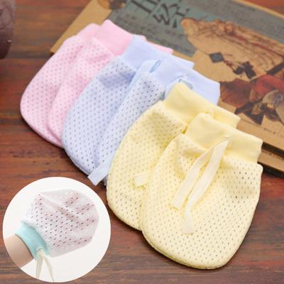 1 Pair Breathable  Newborn  Gloves Nylon + Spandex Ice Silk Baby Anti-scratch Adjustable Gloves For