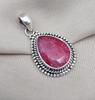 Handmade Ruby Pendant: Pear-Shaped 925 Sterling Silver Necklace